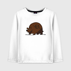 Лонгслив хлопковый детский Медведь округлый чел, цвет: белый