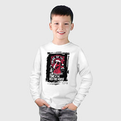 Лонгслив хлопковый детский Красный огненный конь, цвет: белый — фото 2