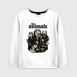 Лонгслив хлопковый детский The animals группа из зверей, цвет: белый