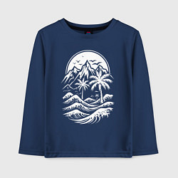 Детский лонгслив Тропический закат: горы, пальмы и море