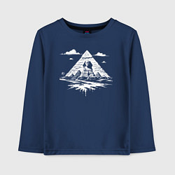 Лонгслив хлопковый детский Тайна пирамид и Сфинкса, цвет: тёмно-синий