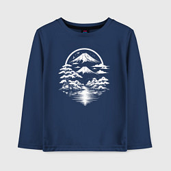 Лонгслив хлопковый детский Тишина Фудзи, цвет: тёмно-синий