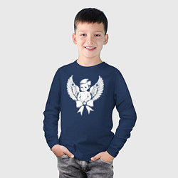Лонгслив хлопковый детский Маленький ангел с бантом, цвет: тёмно-синий — фото 2