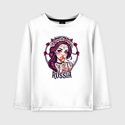 Детский лонгслив Русская девушка в узорах