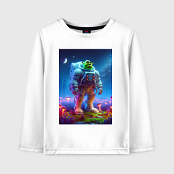 Детский лонгслив Космонавт Шрек на грибной планете - неоновое свече