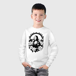 Лонгслив хлопковый детский Мона Лиза и лилии, цвет: белый — фото 2