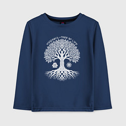 Лонгслив хлопковый детский Иггдрасиль - древо жизни, цвет: тёмно-синий