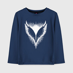 Лонгслив хлопковый детский Пиксельное сердце крыльев, цвет: тёмно-синий
