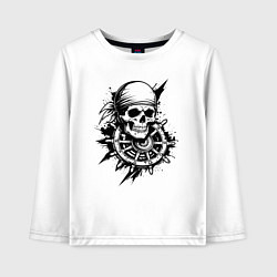 Лонгслив хлопковый детский Пиратский штурвал, цвет: белый