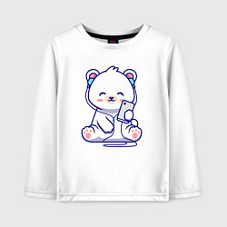 Детский лонгслив Music white bear