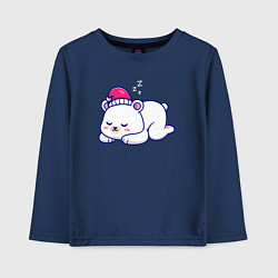 Лонгслив хлопковый детский Спящий мишка, цвет: тёмно-синий