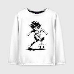 Лонгслив хлопковый детский Футбольная атака аниме, цвет: белый