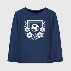 Лонгслив хлопковый детский Футбольные ворота и мяч в цветах, цвет: тёмно-синий