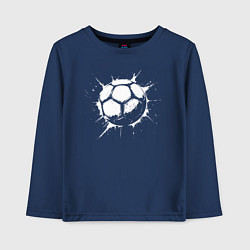 Лонгслив хлопковый детский Футбольный мяч в белой краске, цвет: тёмно-синий