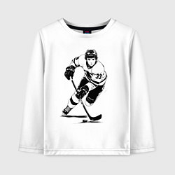 Лонгслив хлопковый детский Аниме хоккеист в атаке, цвет: белый
