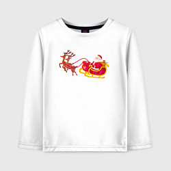 Детский лонгслив Упряжка оленей с дедом морозом