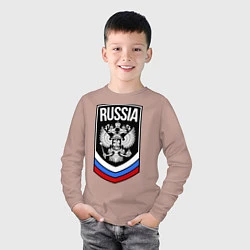 Лонгслив хлопковый детский Russia, цвет: пыльно-розовый — фото 2