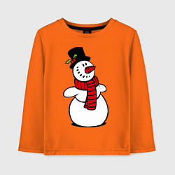 Лонгслив хлопковый детский Весёлый снеговик, цвет: оранжевый