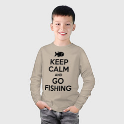 Лонгслив хлопковый детский Keep Calm & Go fishing, цвет: миндальный — фото 2