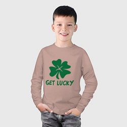 Лонгслив хлопковый детский Get lucky, цвет: пыльно-розовый — фото 2