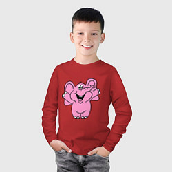 Лонгслив хлопковый детский Розовый слон, цвет: красный — фото 2