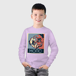 Лонгслив хлопковый детский Мопс, цвет: лаванда — фото 2