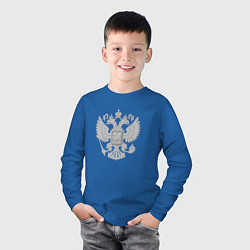 Лонгслив хлопковый детский Герб России, цвет: синий — фото 2