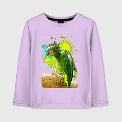 Лонгслив хлопковый детский Зеленый попугай, цвет: лаванда