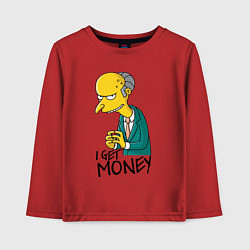 Лонгслив хлопковый детский Mr. Burns: I get money, цвет: красный