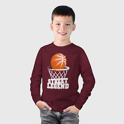 Лонгслив хлопковый детский Баскетбол, цвет: меланж-бордовый — фото 2