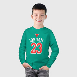 Лонгслив хлопковый детский Jordan 23, цвет: зеленый — фото 2
