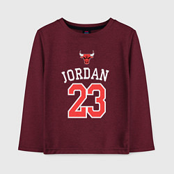 Лонгслив хлопковый детский Jordan 23, цвет: меланж-бордовый