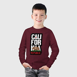 Лонгслив хлопковый детский CALIFORNIA REPUBLIC, цвет: меланж-бордовый — фото 2
