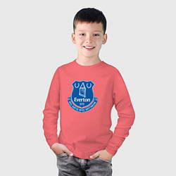 Лонгслив хлопковый детский Эвертон logo - nil satis nisi optimum, цвет: коралловый — фото 2