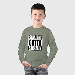 Лонгслив хлопковый детский Straight Outta Sakhalin, цвет: авокадо — фото 2