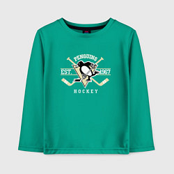 Лонгслив хлопковый детский Pittsburgh Penguins: Est.1967, цвет: зеленый