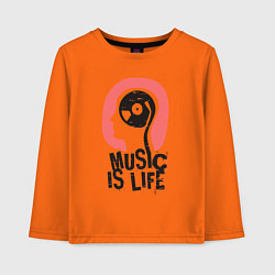 Детский лонгслив Brain: Music is life