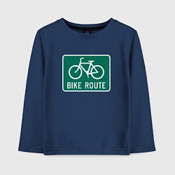 Лонгслив хлопковый детский Дорога для велосипедистов, цвет: тёмно-синий