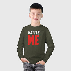 Лонгслив хлопковый детский Battle Me, цвет: меланж-хаки — фото 2