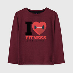 Лонгслив хлопковый детский I love Fitness, цвет: меланж-бордовый