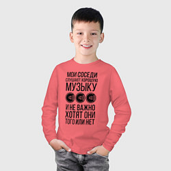 Лонгслив хлопковый детский Мои соседи слушают хор. музыку, цвет: коралловый — фото 2