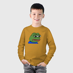 Лонгслив хлопковый детский Sad frog, цвет: горчичный — фото 2