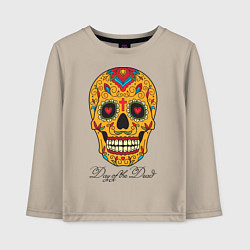 Лонгслив хлопковый детский Мексиканский череп, цвет: миндальный
