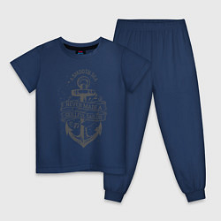 Пижама хлопковая детская Гладкое море, цвет: тёмно-синий