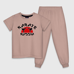 Пижама хлопковая детская Karate Russia, цвет: пыльно-розовый
