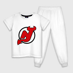 Пижама хлопковая детская New Jersey Devils, цвет: белый