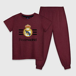 Пижама хлопковая детская Real Madrid Lines, цвет: меланж-бордовый