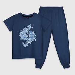 Пижама хлопковая детская Японские карпы Кои, цвет: тёмно-синий