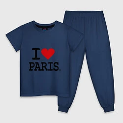 Пижама хлопковая детская I love Paris, цвет: тёмно-синий