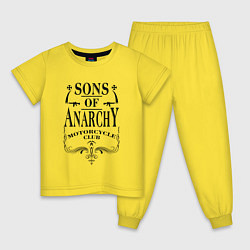 Пижама хлопковая детская Anarchy Motorcycle Club, цвет: желтый